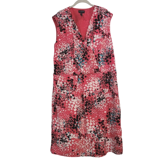 Long Tall Sally Abstract Patterned Sleeveless Wrap Hem Dress V Neck Geometric 18 - Picture 1 of 9